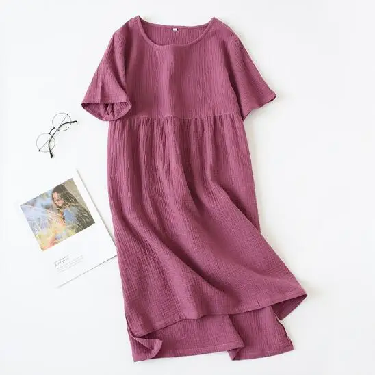 Ночная сорочка женская хлопковая рубашка с коротким рукавом повседневная одежда