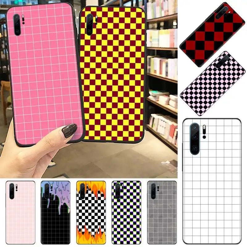 

Checkerboard flame Phone Case For Huawei P 9 8 10 40 Mate 30 Honor 8 8A 20 20s 9x nova 6se 5t Y9s PSMART lite pro 2017