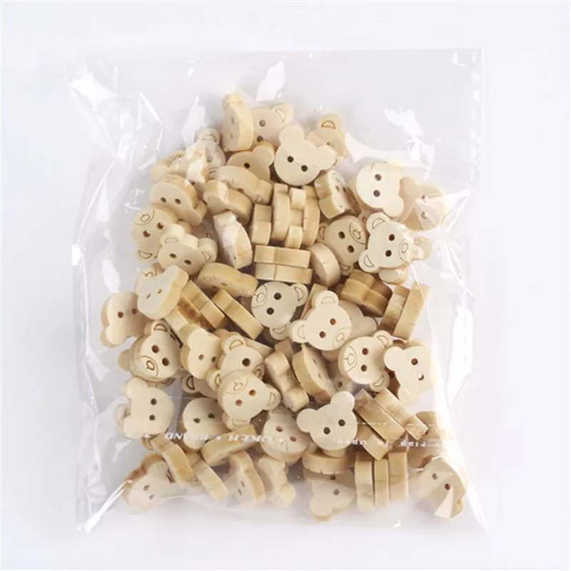 100 искусственные деревянные пуговицы в виде маленького мишки тедди рукоделие
