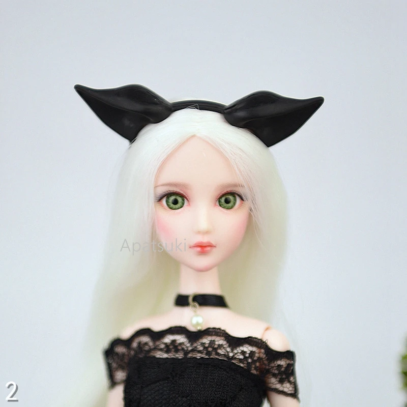 Повязка на голову черная с симпатичными ушками тиара для Барби пластмассовые