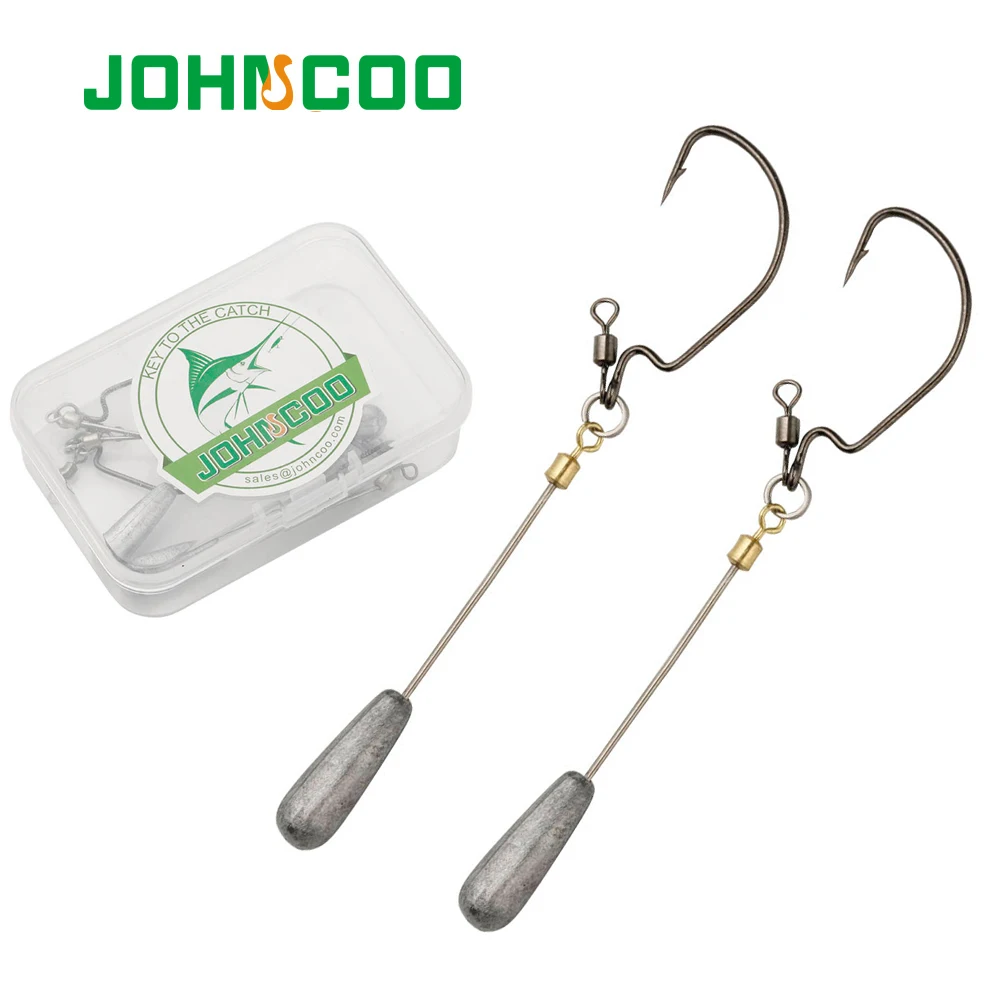 

JOHNCOO 5pcs/box Fishing Weights Drop Shot 3g-12g Weights Drop Shot Rig Offset Hooks with Swivel Fishing Weights