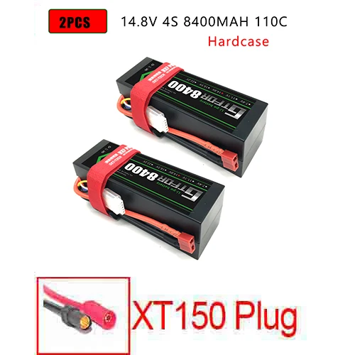 2PCS4S8400HARDXT150 DXF Lipo батарея 4S 8000mah 8400mah 14,8 V 110C 220C Hardcase для 1/8 1/10 масштаб Электрический радиоуправляемый Багги Truggy гусеничный автомобиль - Цвет: 2PCS4S8400HARDXT150