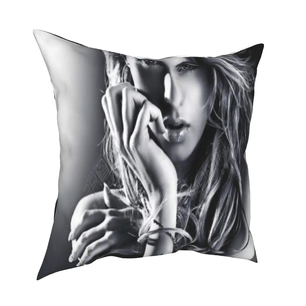 

18x18 inch gray blonde sexy beauty sexy pattern pillow, cute and charming big eyes cartoon square cartoon pillow