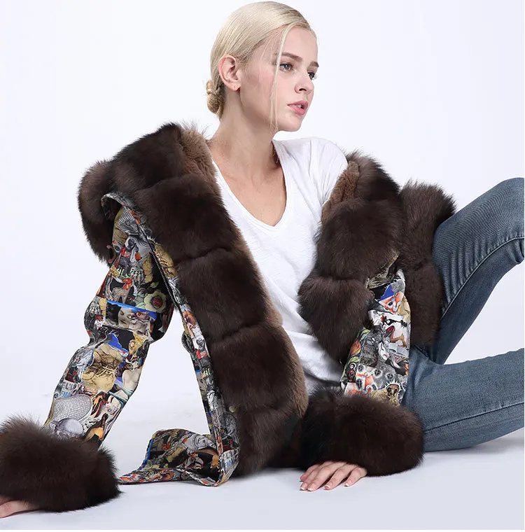 2019 новый дизайн Воротник из натурального Лисьего меха подкладка кроличьего Рекс