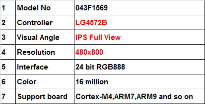 480*800 ips 4,3 дюймов TFT ЖК-экран модуль LG4572B Привод IC емкостная резистивная сенсорная панель вариант 24 бит RGB888 STM32