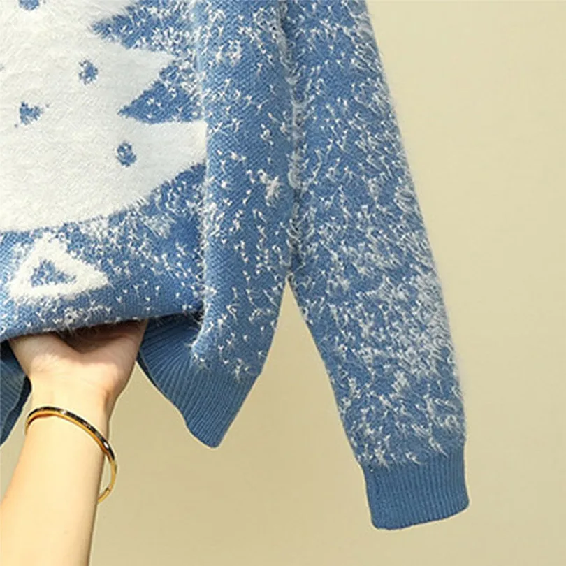 

Merry Christmas Tree Print Sweater Women O Neck Christmas Sweater Knitted Pullover Thick Pull Femme Nouveaute 40OCT22