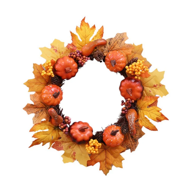 Горячие Новые искусственные тыквы кленовые листья венок гирлянда осень Урожай