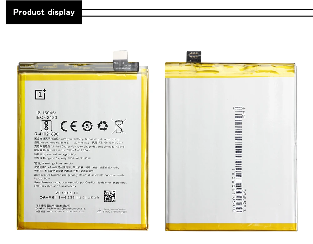 ONE PLUS аккумулятор для телефона BLP633 для OnePlus 1+ 3T 3 5T 2 1 BLP571 BLP597 BLP613 BLP637 Сменные Аккумуляторы Бесплатные инструменты