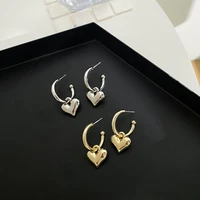 korean simple love women%e2%80%99s earrings female niche design metallic peach heart temperament 2021 trend jewelry ear drop