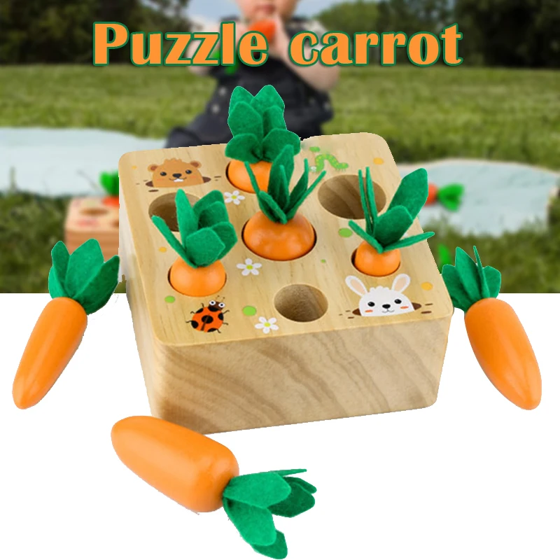 

Wooden Carrot Game Sorting Toy with 7 Carrot Sizes kids' Early Educational Toy Gift for Children Toddler LBV
