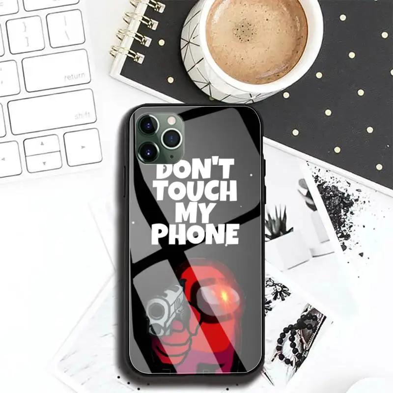 

Hot Game Among us Funny Phone Case For Iphone 12 11 Pro MAX XR X 7 8Plus SE2020 DIY Shockproof Glass Soft Silicone Edge