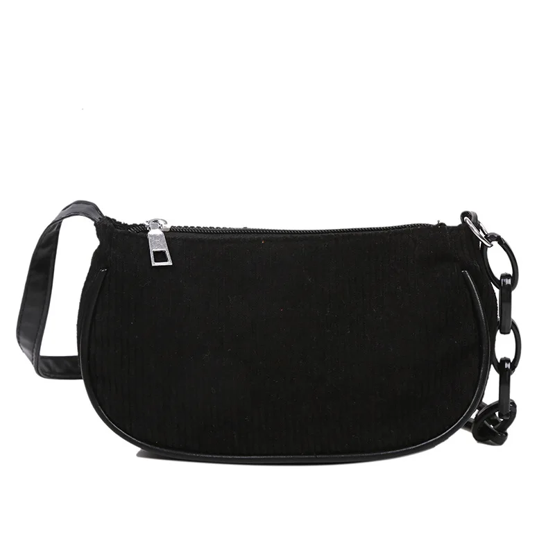 

2021 New Arrivals Women Underarm Bag Prepp Style Solid Color Ladies Baguette Corduroy Girls Small Shoulder Bag