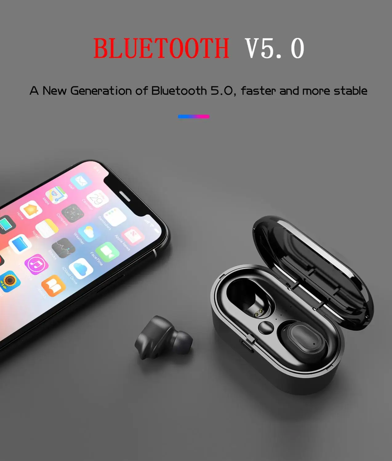 TWS Bluetooth 5 0 наушники с двумя ушами мини беспроводные HI FI Встроенный микрофон