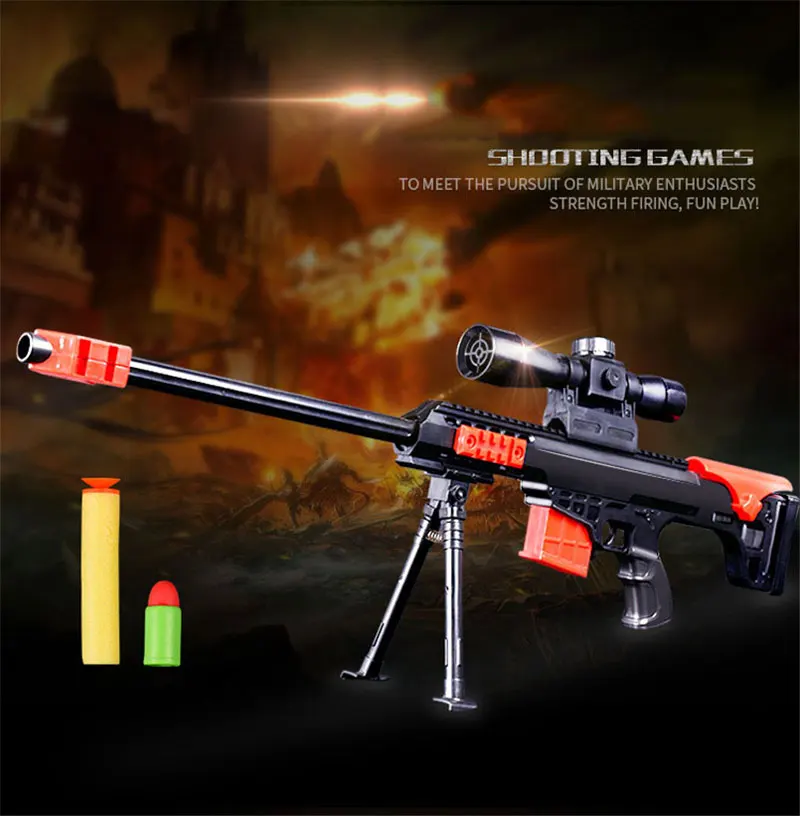 Снайперская винтовка Barrett игрушечный пистолет с мягкими пулями пневматические