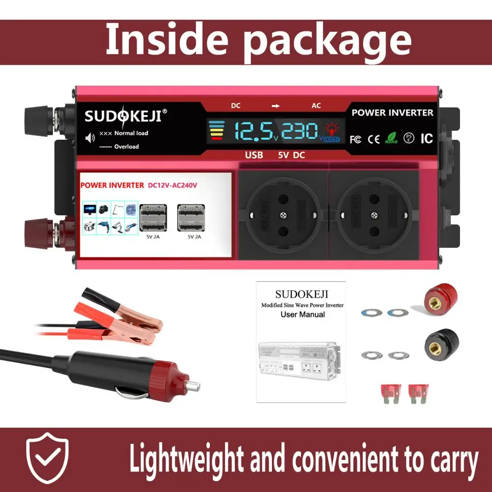 Автомобильный инвертор преобразователь синусоидальной волны постоянного тока 12