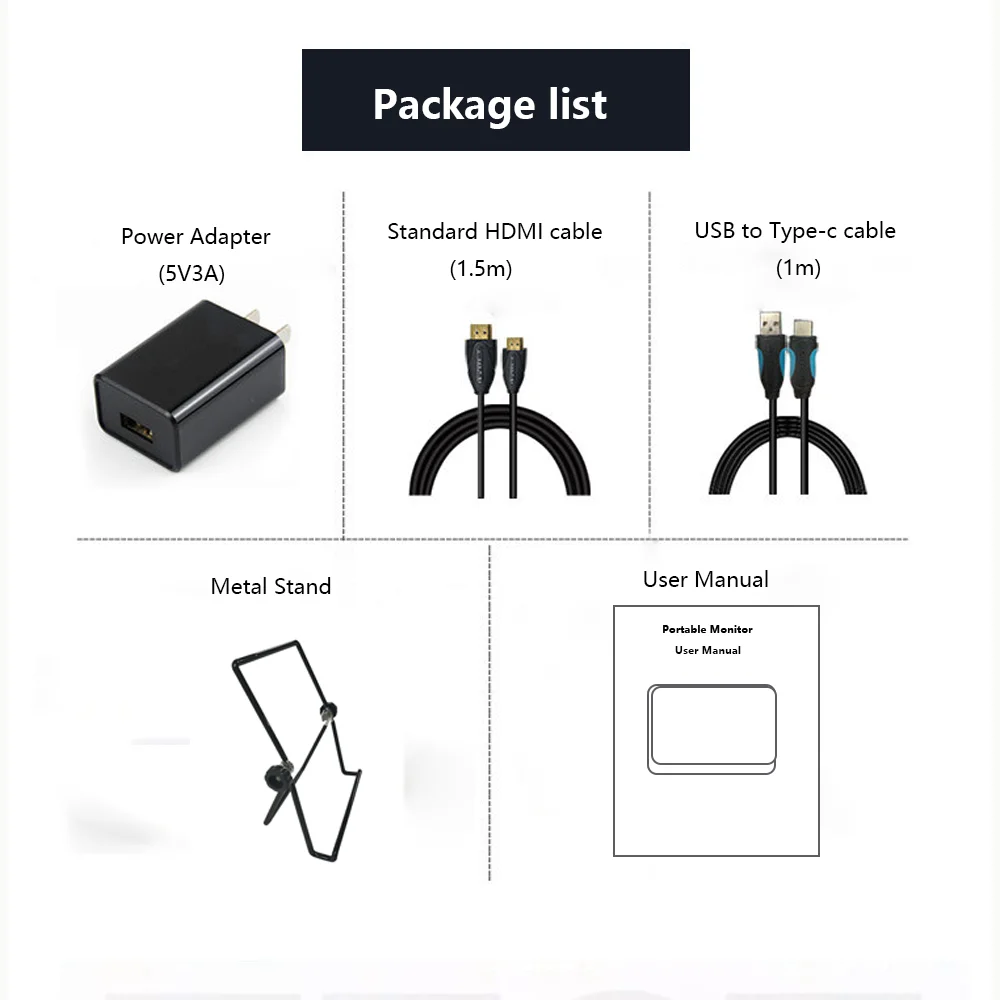 15," портативный монитор HDMI игровой светодиодный ips экран Поддержка Mini HDMI PC ноутбук, Xbox, переключатель PS4 монитор для PC Gamer
