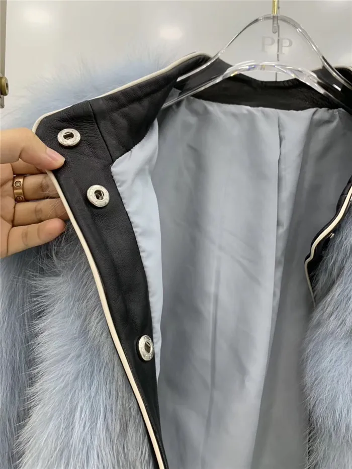 Abrigos mujer invierno шуба из натурального Лисьего меха женская зимняя короткая Повседневная мотоциклетная Лоскутная куртка из натуральной кожи Верхняя одежда