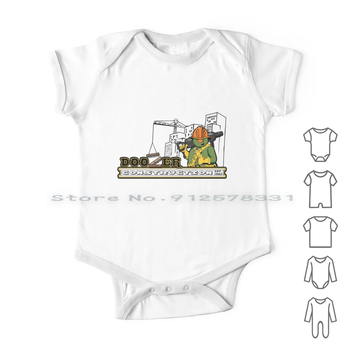 

Doozer Construction Newborn Baby Clothes Rompers Cotton Jumpsuits Doozers Fraggles Retro Cartoon Construction Buildings Parody