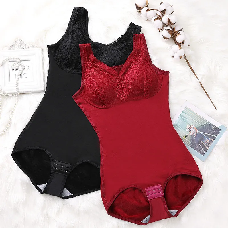 Plus Size Women's Slimming Underwear Bodysuit Body Shaper Waist Shaper Shapewear Slimming Bodysuits Hook Corset with velvet