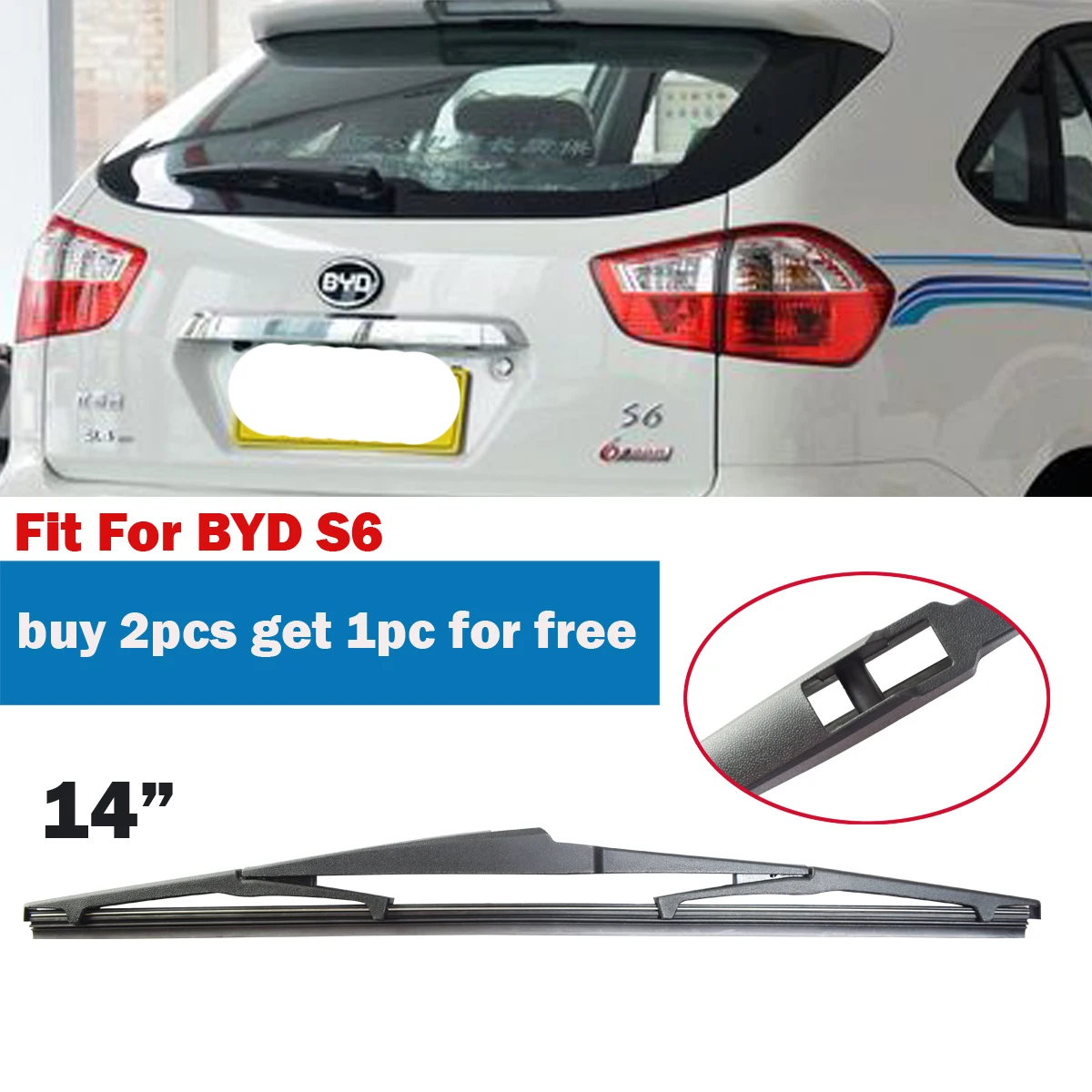 

1PC Car Rear Wiper Blade 14" Fit For Perodua myvi 2006-2011 BYD S6 Windscreen Windshield Hybrid Wipers Accessories YC102007