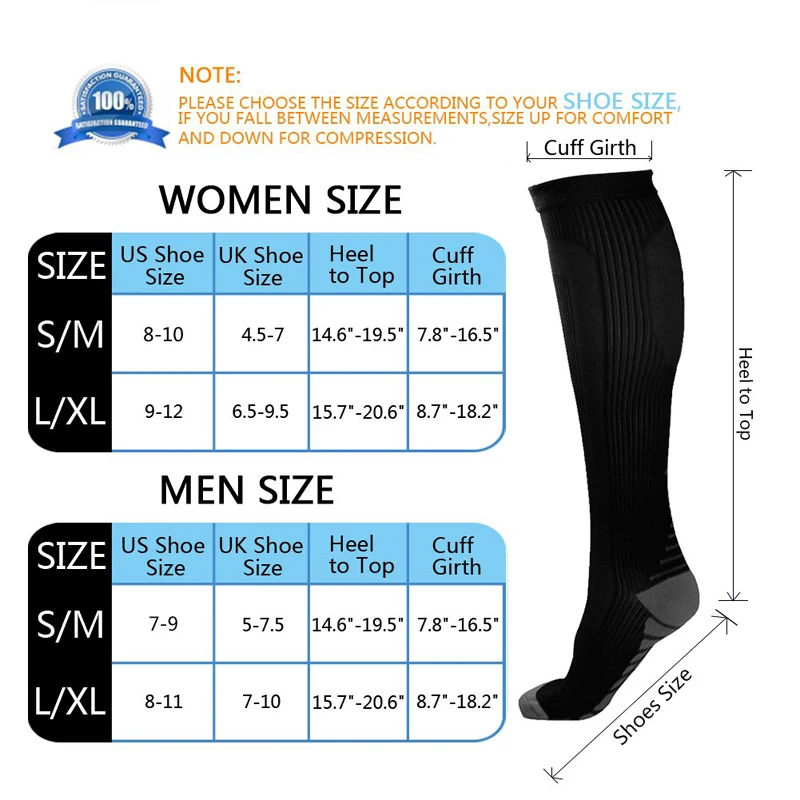 

Dropship Compression Stockings Running Cycling Socks Fit For Edema, Diabetes, Varicose Veins, Compress Socks Atheletic Stockings