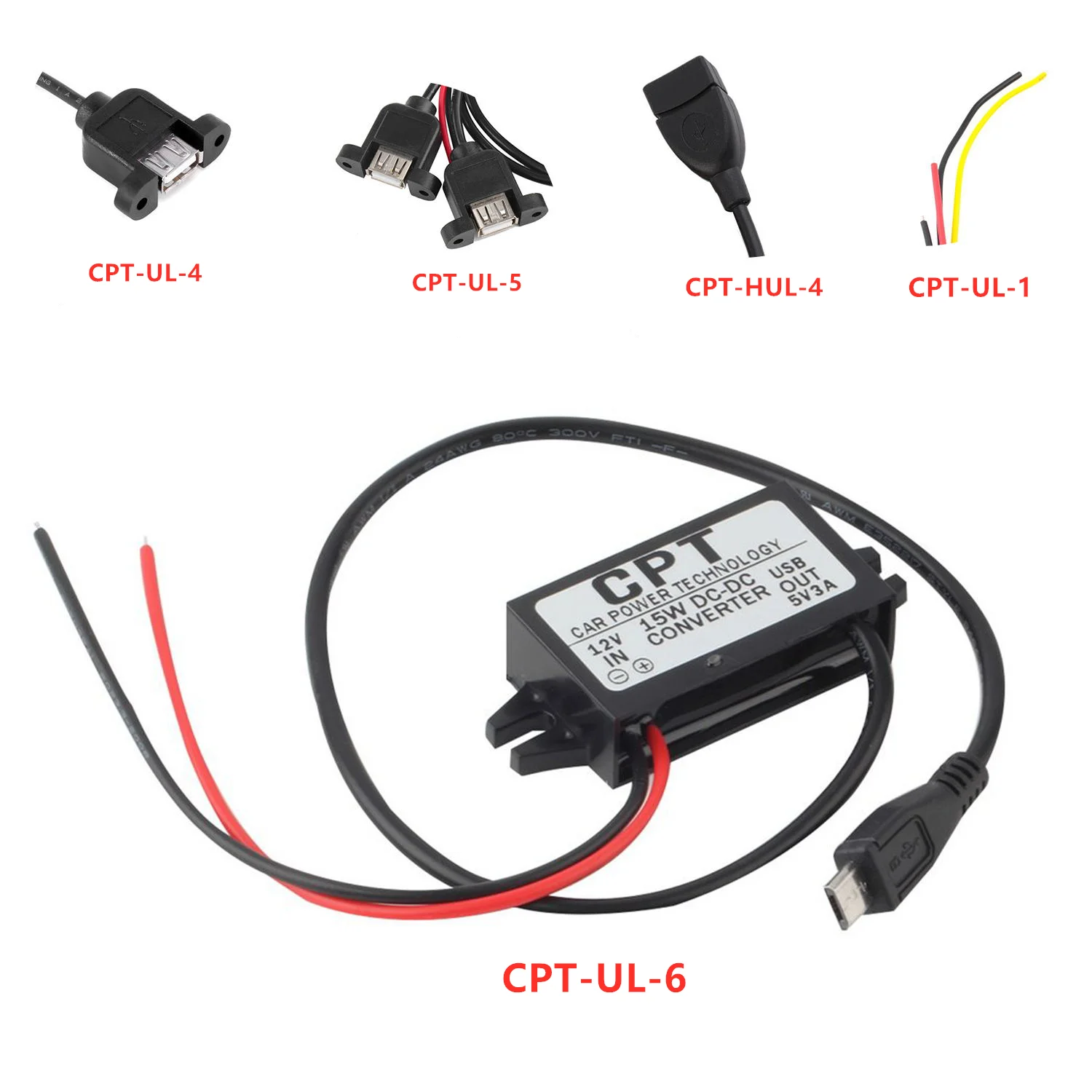 

In stock！5 Types Car Power Technology Charger DC Converter Module Single Port 12V To 5V 3A 15W with Micro USB Cable Durable