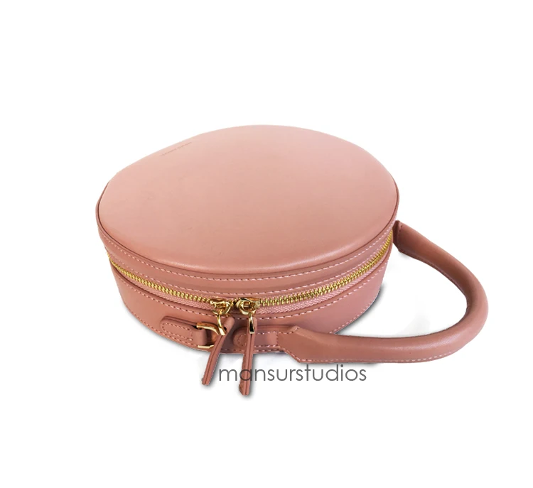 Женская круглая сумка MANSURSTUDIOS из натуральной кожи женская на плечо Mansur кожаная