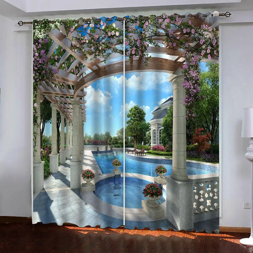 

Flower corridor swimming pool curtains custom 3D Curtain landscape Curtain living room bedroom Curtains Blackout Window Curtain