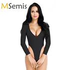 Женский Монокини, стринги, купальник, трико, Цельный купальник, боди, нижнее белье, чулки, с длинным рукавом, высокая посадка, боди