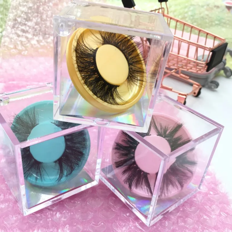 Wispy пушистые 25 мм норковые ресницы смешанные стили с кубиками прозрачные чехлы