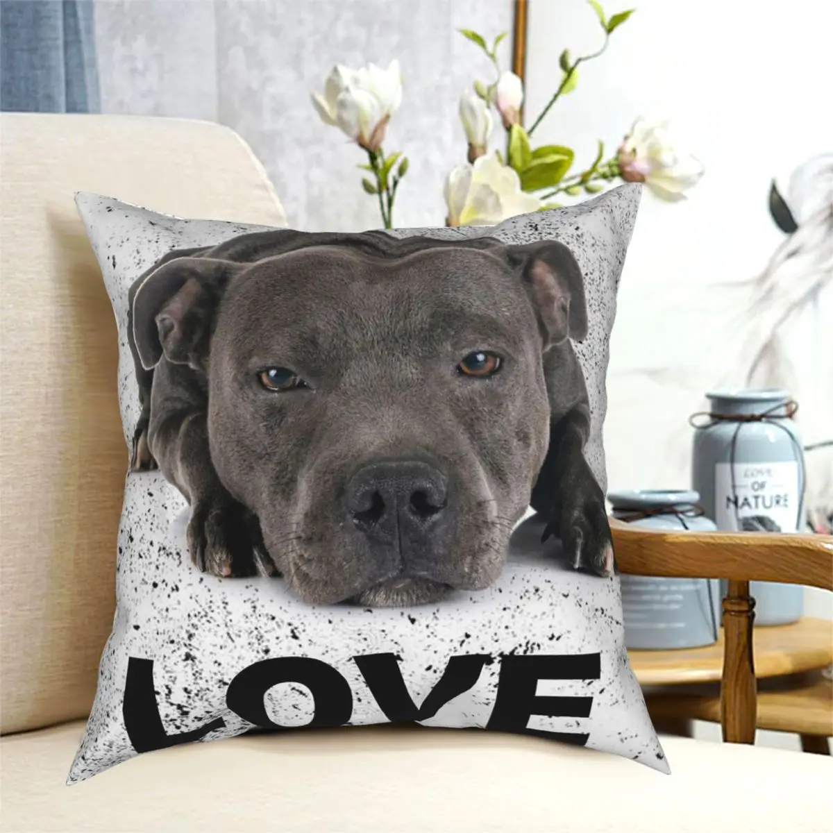 Love Is 4 Paws & Waggy Tail Blue Square Pillowcase Printed Zipper Decor Pillow Case for Home Cushion Cover Wholesale 45*45cm