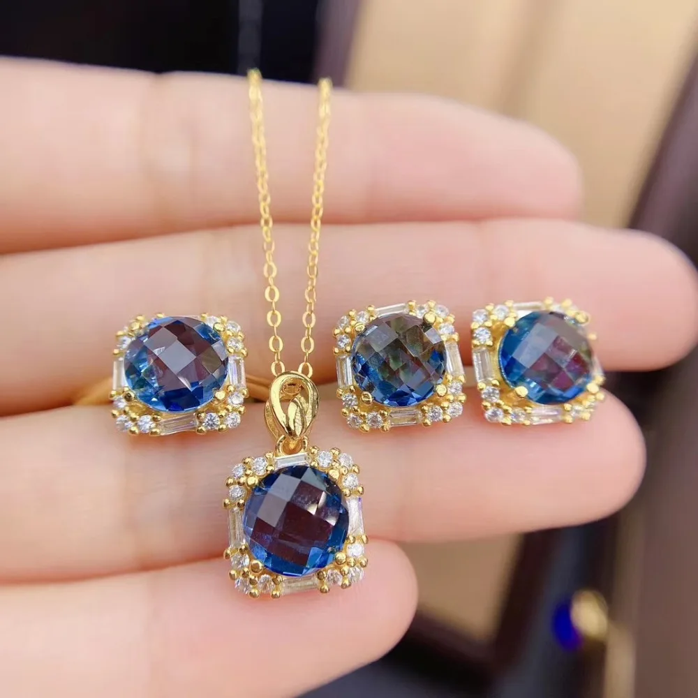 Мдина Новый Природные Лондон Голубой топаз драгоценный камень площадь комплект