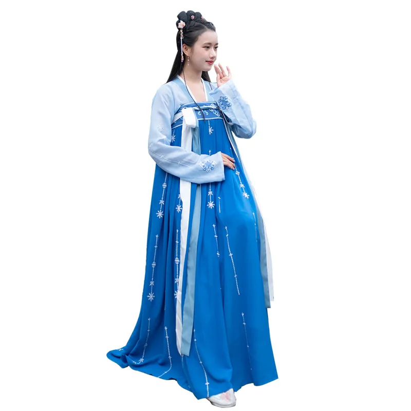 

Ancient Chinese Clothing Processing Female Adult Embroidery Snowflake Bell Embroidery Chest-High Dress hanfu