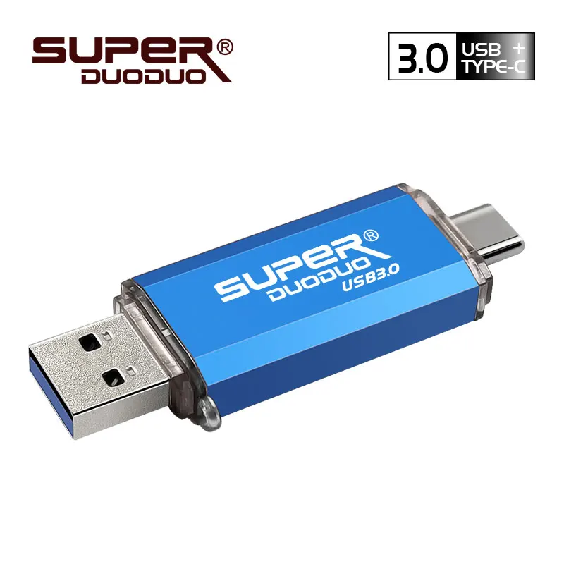 blue Флеш-накопитель OTG USB 3,0, флеш-накопитель, 128 ГБ, Тип C, Micro Usb накопитель, 16 ГБ, 32 ГБ, 64 ГБ, флешка для устройства type-C - Цвет: blue