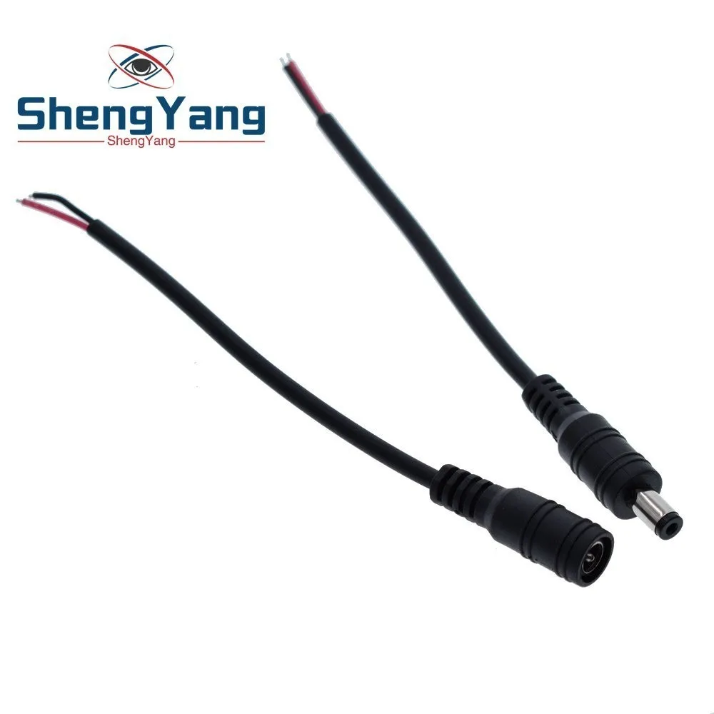 ShengYang 1 комплект 5,5x2,1 штекер DC мужской или женский кабель провода разъем для 3528 5050 светодиодные ленты светильник для diy