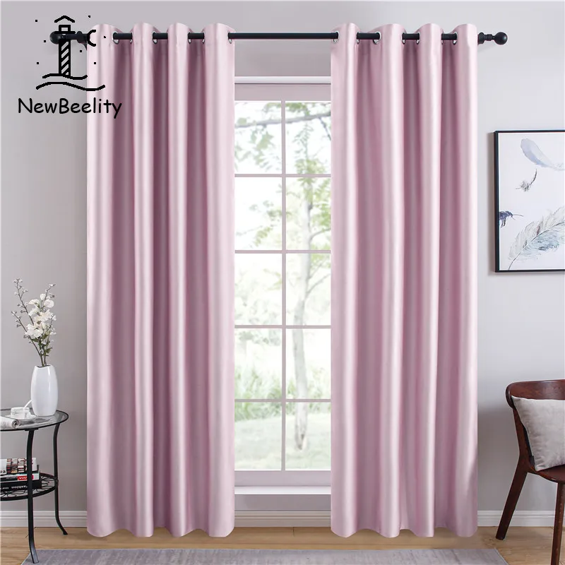 New Nordic Style Blackout Curtains for Living Room and Bedroom Glossy Pink Pure Color Full Finished Backdrop Curtain | Дом и сад
