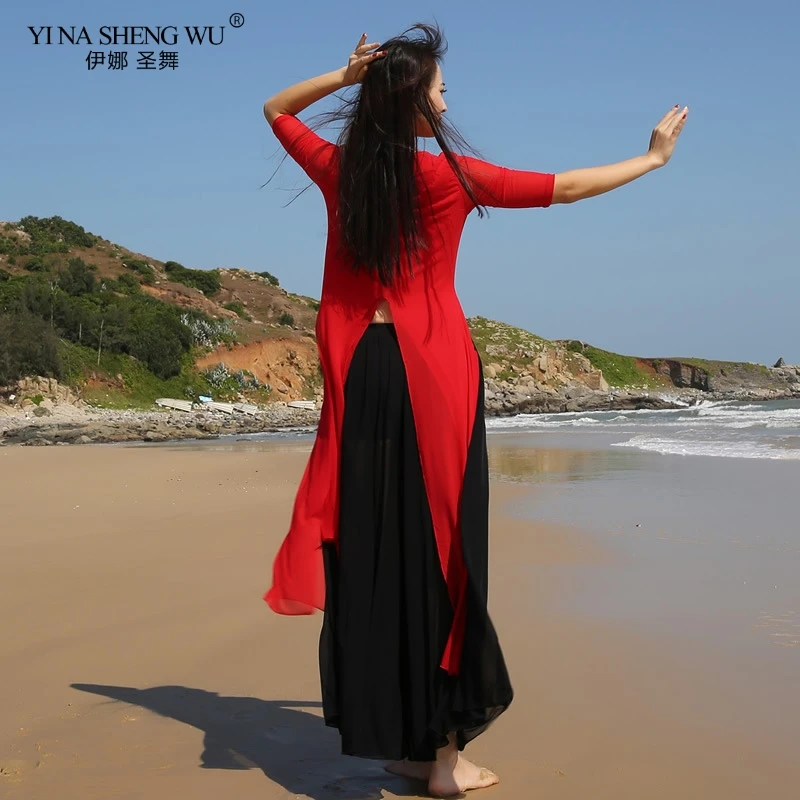 Новейшая одежда для занятий танцами живота танцевальный топ + штаны костюм танца