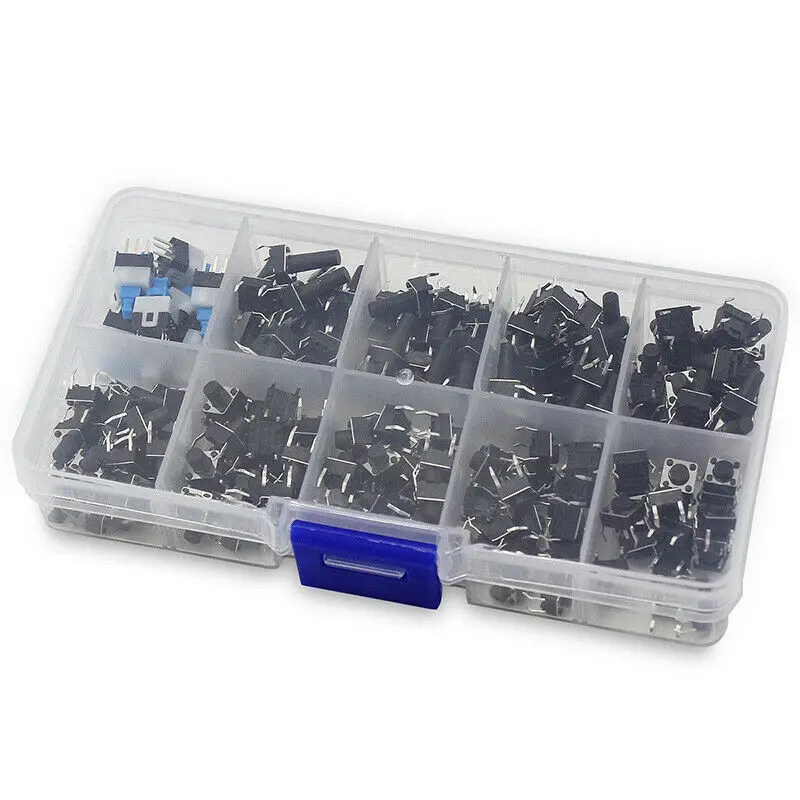 180 Pcs 10 Values Tactile Push Button Switch Mini Momentary Tact Assorted Kits | Электроника