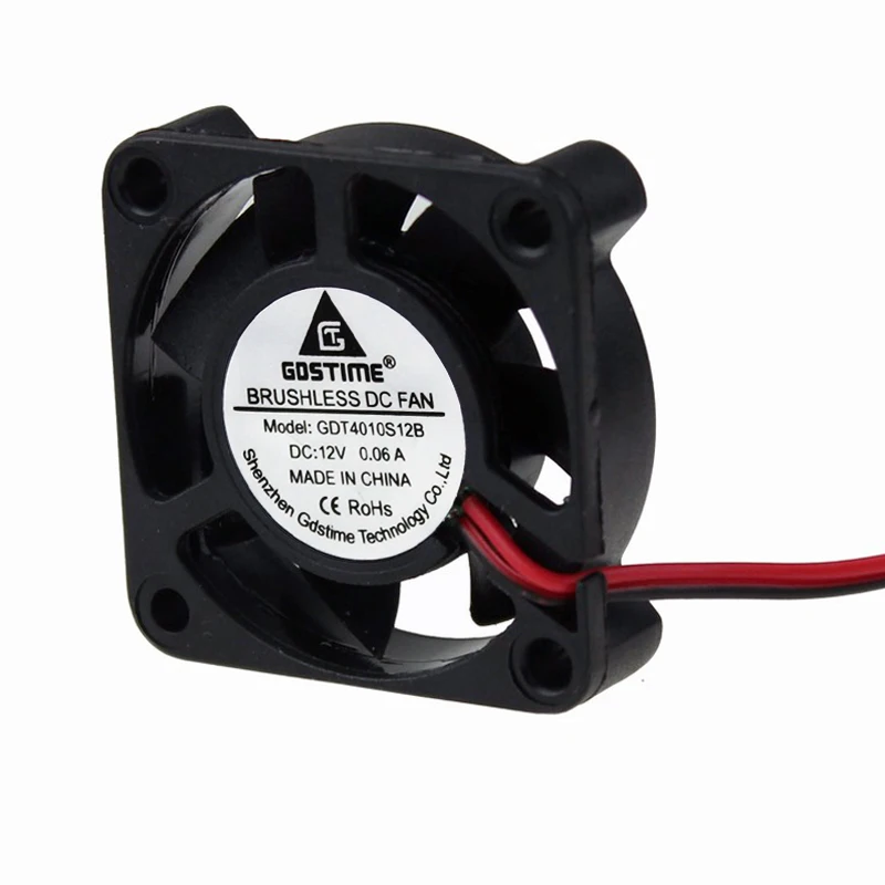 100 шт. Gdstime DC 12 В 2Pin 4010 40 мм 4 см 40x40x10 7 лопастей компьютер осевой вентилятор