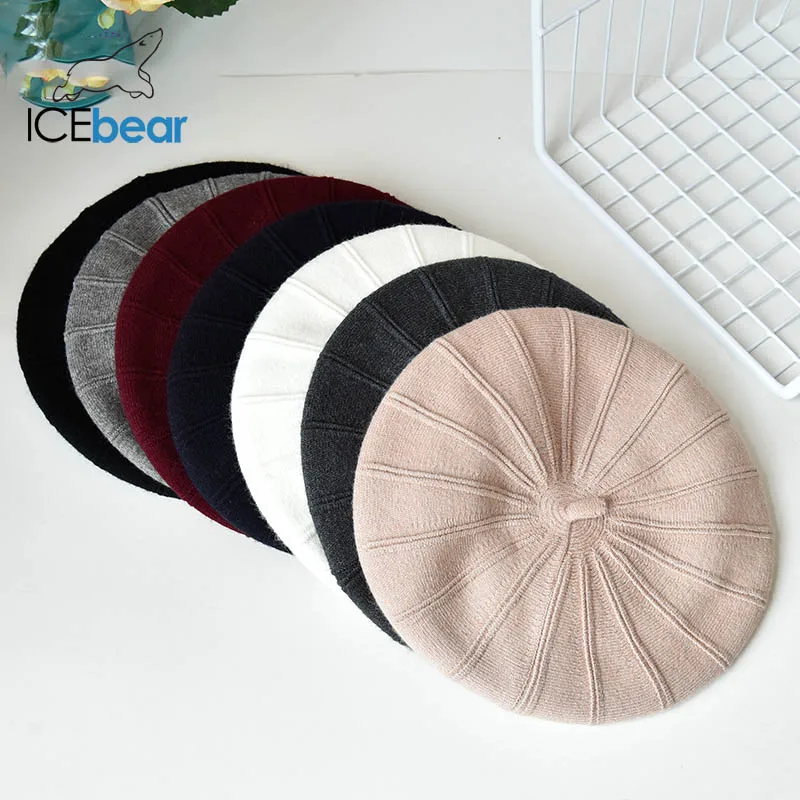 ICEbear Winter Hats For Women Autumn Knitted Wool Painter Caps New Fashion Solid Color Lady E-MX18133 | Аксессуары для одежды