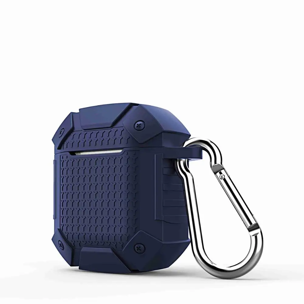 cyan Чехол для AirPods, роскошный противоударный защитный чехол, беспроводной Bluetooth чехол для наушников, силиконовый чехол для Air Pods, 2 зарядного устройства, fundas - Цвет: cyan