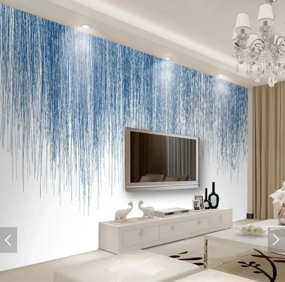 3D Скандинавская ручная роспись синие полосатые обои настенная креативная