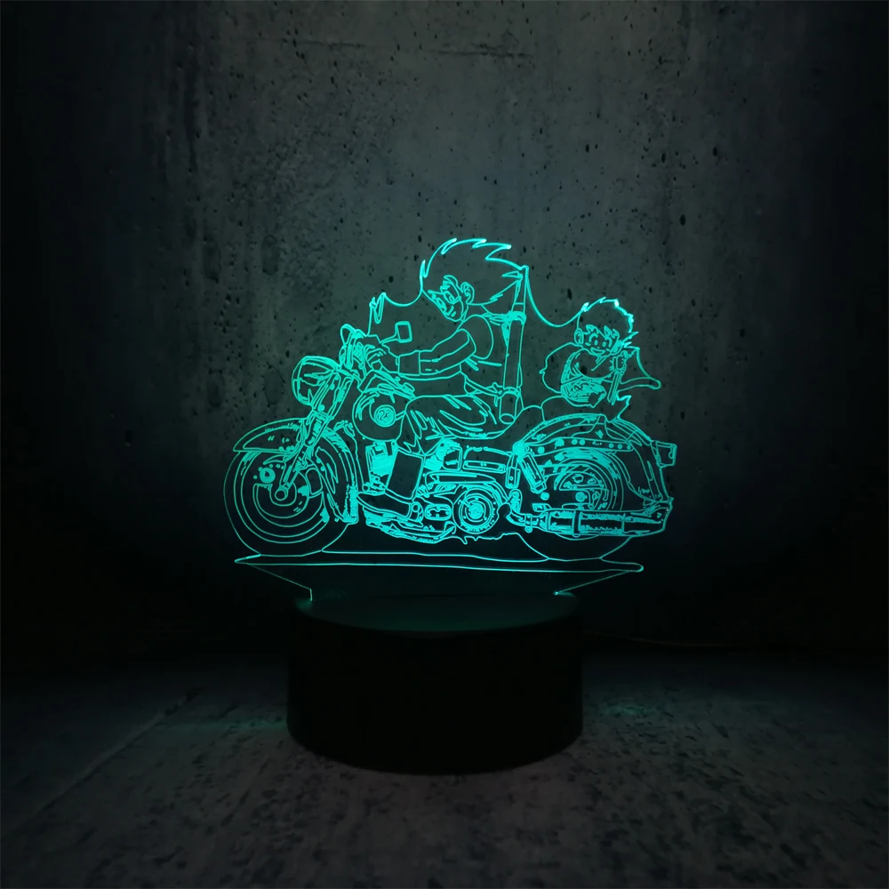 Гоку отец и Готен сын езда Мотоцикл 3D лампа Led ночник подарок на день рождения