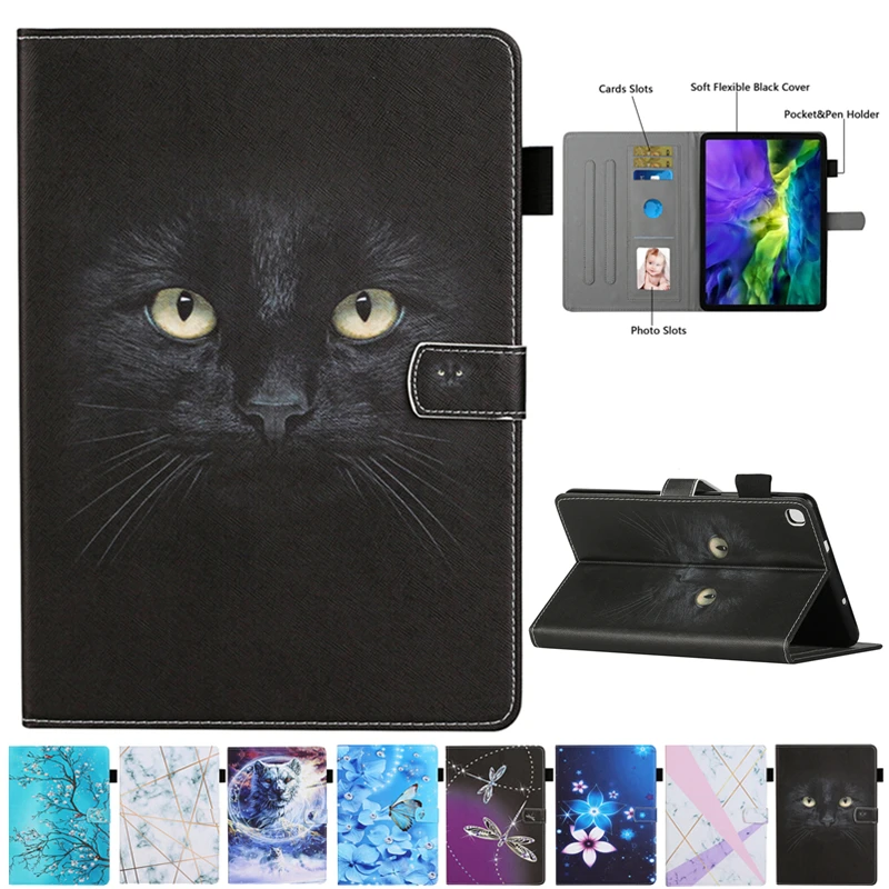 

For Samsung Tab A 2019 8.0" Cartoon Black Cat Leather Cover For Samsung Galaxy Tab A 8.0 inch 2019 SM-P200 P205 P207 Cover Cases