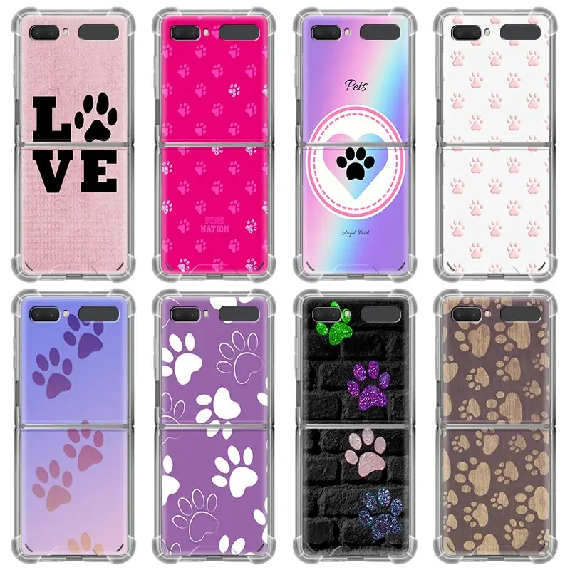 

Luxury Airbag Shockproof Cover Phone Case For Samsung Galaxy Z Flip 5G Z Flip TPU Soft Coque Capa Shell Dog Footprint Paw