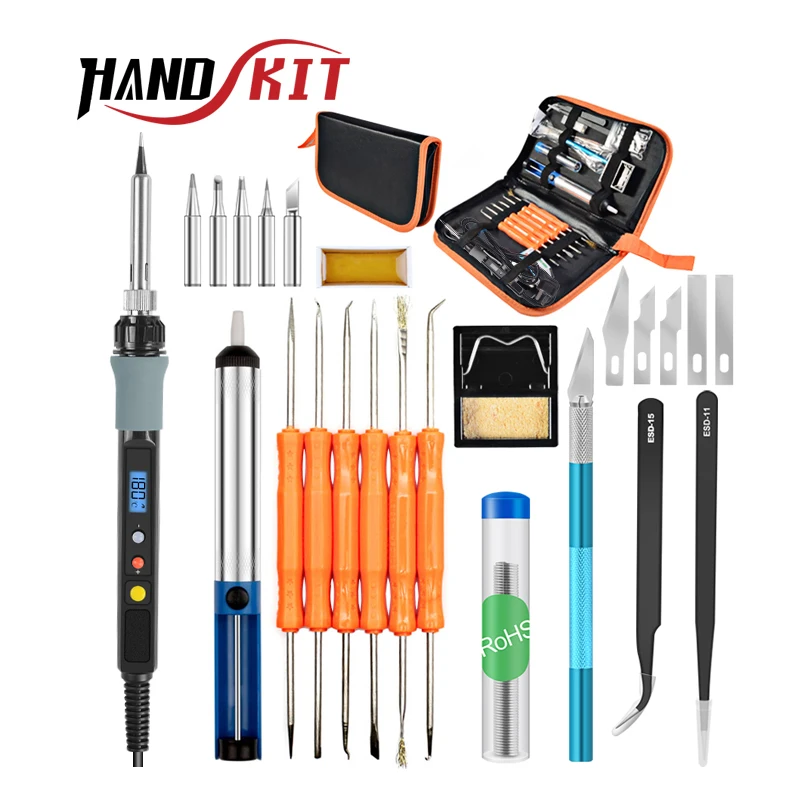 Паяльник Handskit цифровой электрический 220 В 80 Вт/60 Вт + 5 наконечников|Электрические