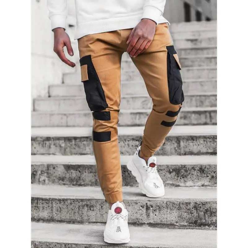 

Men's Cargo Pants Casual Patchwork Joggers Trousers For Men Korean Fashion Hip Hop Punk Loose Pants Streetwear