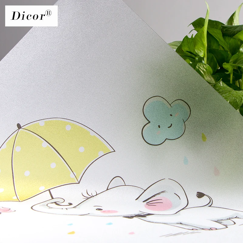 Новинка витражное окно с изображением мультяшного слона пленка для животных