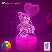 balloon bear 3d night light bear with heart led touch switch colorful atmosphere for home decoration light table lamp bedside