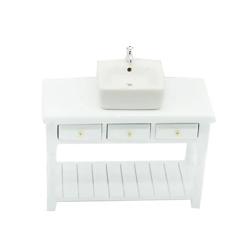 1:12 Кукольный домик раковина для ванной комнаты со стиральным столом миниатюрная